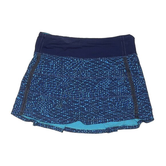 Lululemon Skort Pace Rival  tennis Skirt blue  II Samba Snake  sz 2  run pickle - Picture 5 of 8